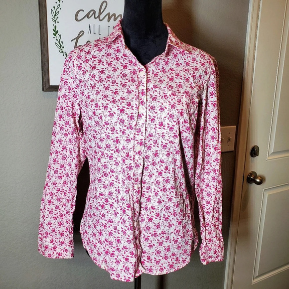 Gap Women's Size Small Pink Floral Buttondown Top - Picture 7 of 15